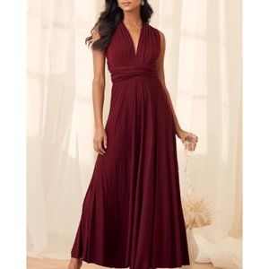 Lulus Neck Tie Maxi Dress Bridesmaid Burgundy